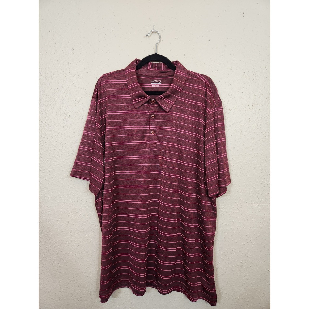 BCG Golf Polo Shirt‎ Striped Athletic Training Casual Red Pink 3XL